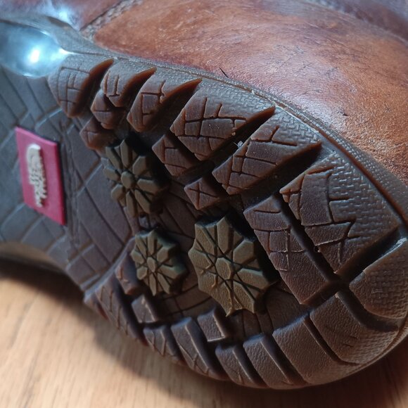The North Face Purna Luxe Winter Boots Pebbled Leather Mid Calf Lace Up Brown Wo - Picture 3 of 12